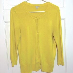 Halogen Yellow Crew Neck Cardigan